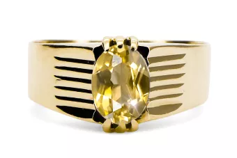 Кольцо Yellow Peridot 14-ка/желтое золото Винтаж vrc007y-yp Art Deco Русские винтажные украшения Ар-деко, стиль СССР